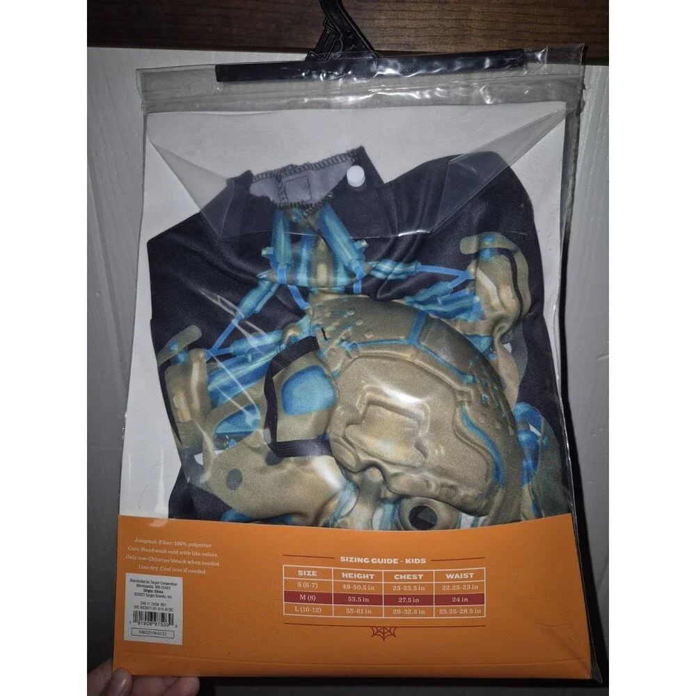Hyde & Eek Boys Blue Gold Robot Skeleton Jumpsuit & Mask Costume Size M NWT